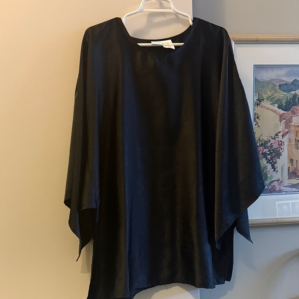 Roaman's Flowing Black Blouse Size 16W